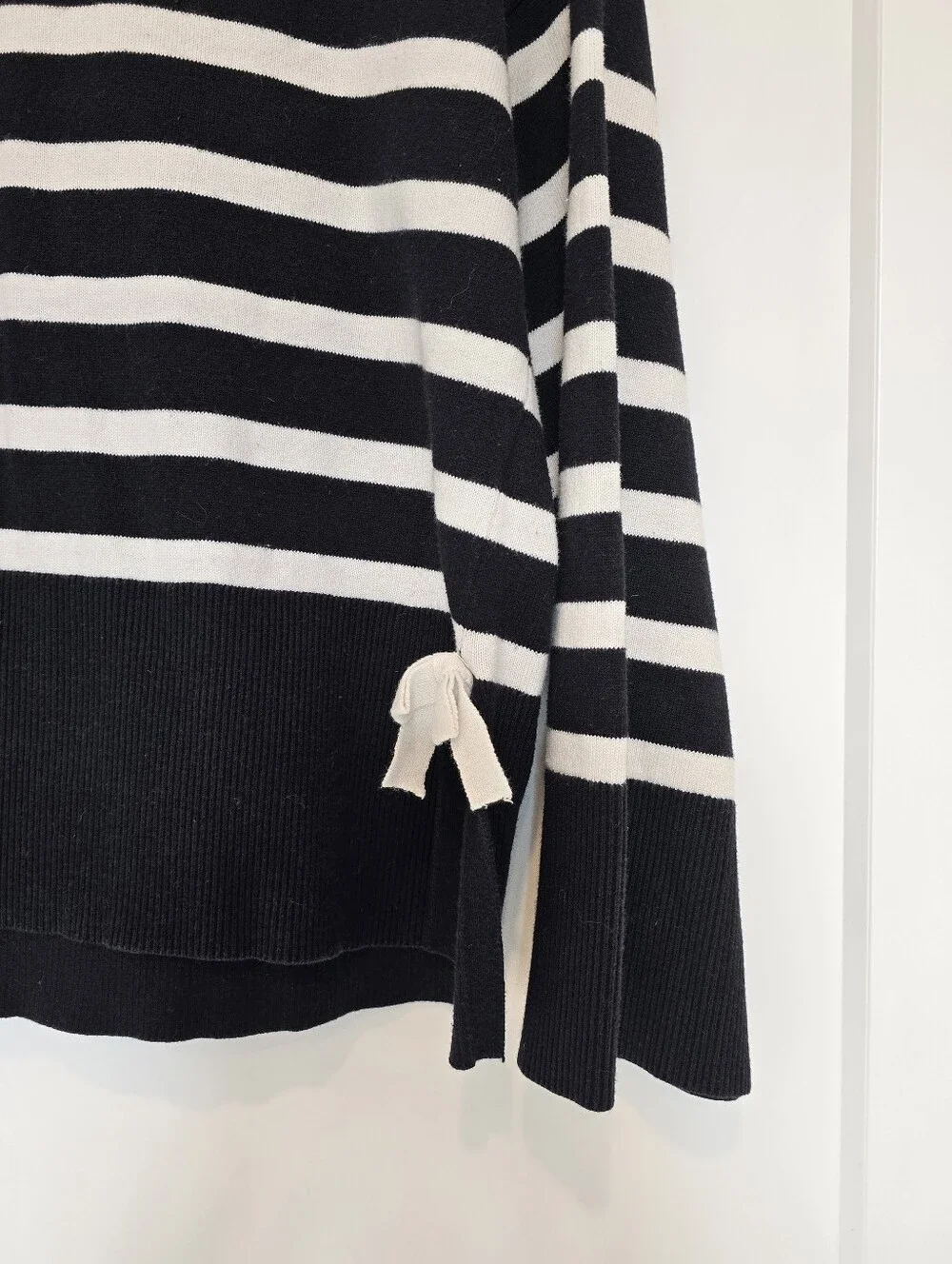kate spade Black and White Mariner Stripe Pullover With Bows On Sides
